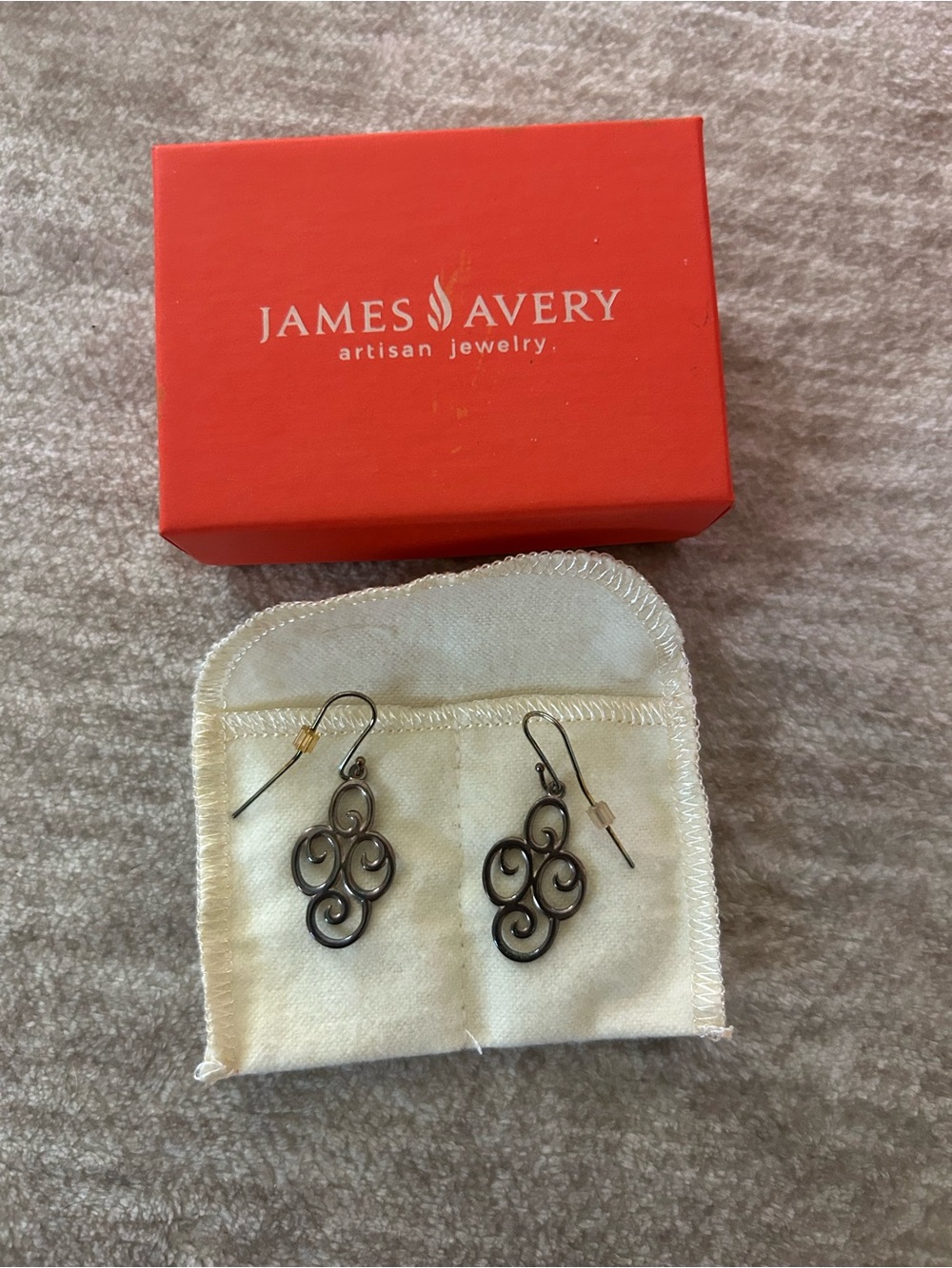 James Avery Black Swirl Dangle Earrings